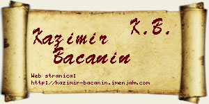 Kazimir Bačanin vizit kartica